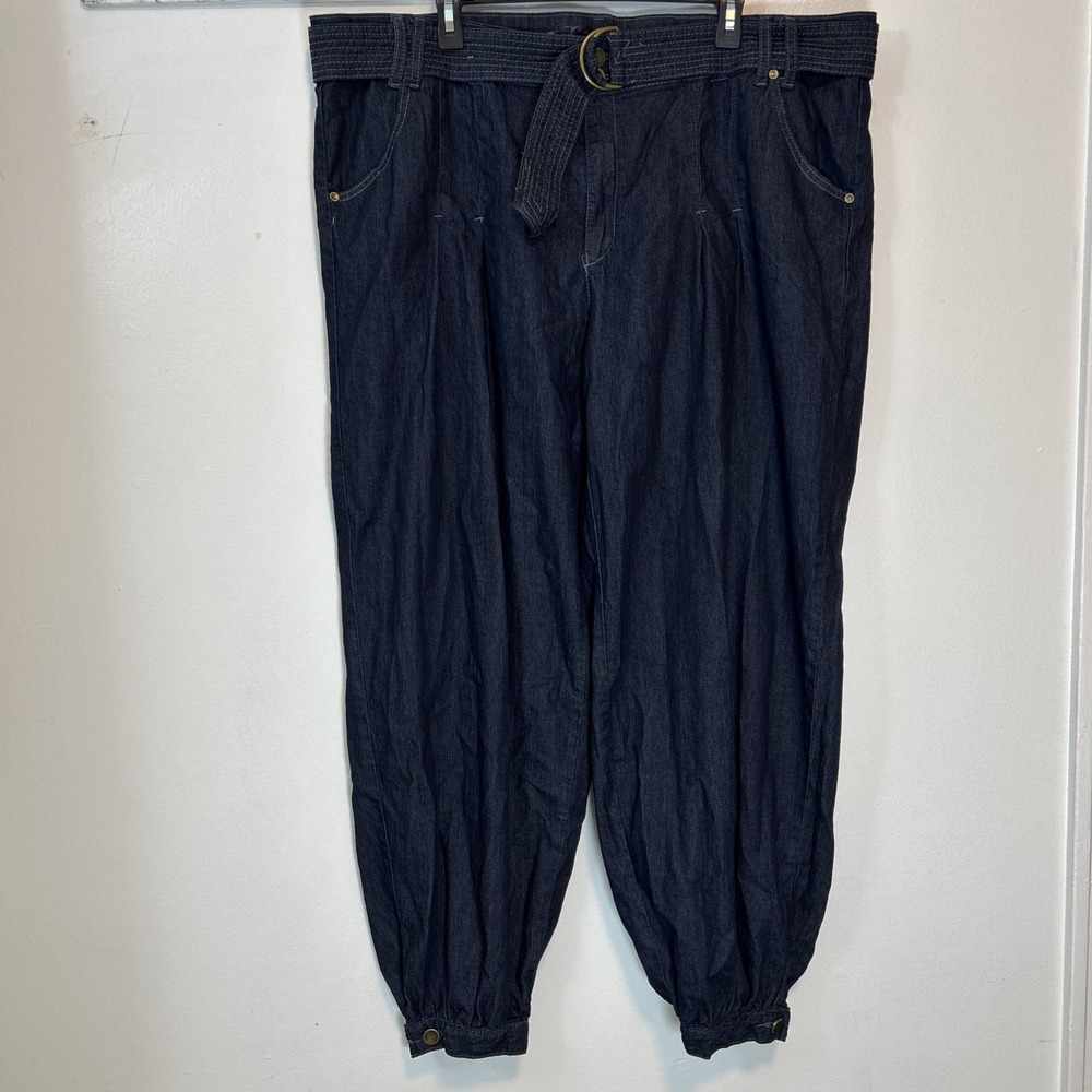 Elite Women 23/24 Jeans Dark Wash Denim Balloon Pant Belted 6394